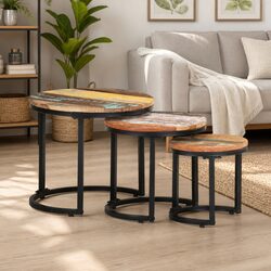 Concise and Unique 3-Piece Reclaimed Wood Table Set