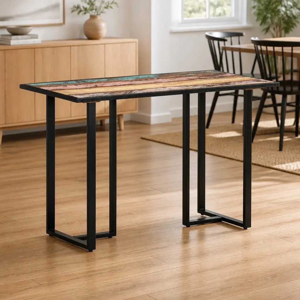 Dining Table Multicolour 120 cm Solid Reclaimed Wood Industrial Style