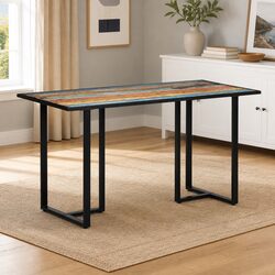 Dining Table 140cm Solid Reclaimed Wood Industrial Kitchen Dinner Furniture