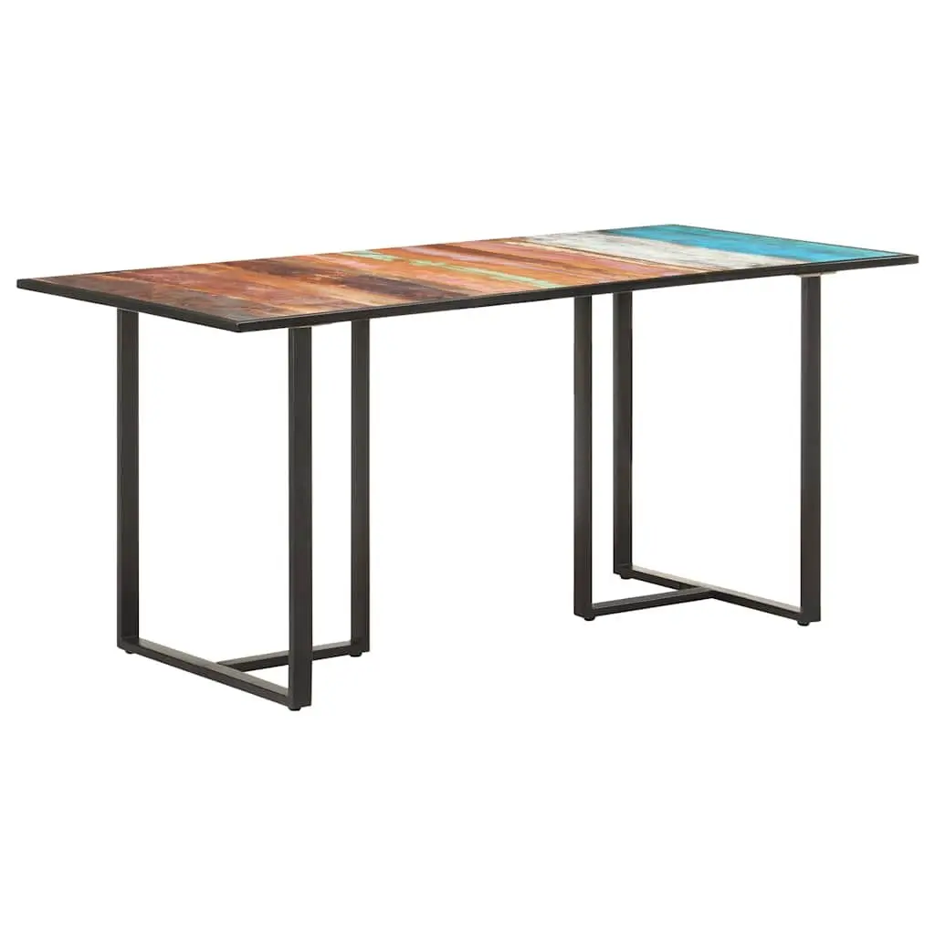 Dining Table 160 cm Solid Reclaimed Wood Industrial Kitchen Brown