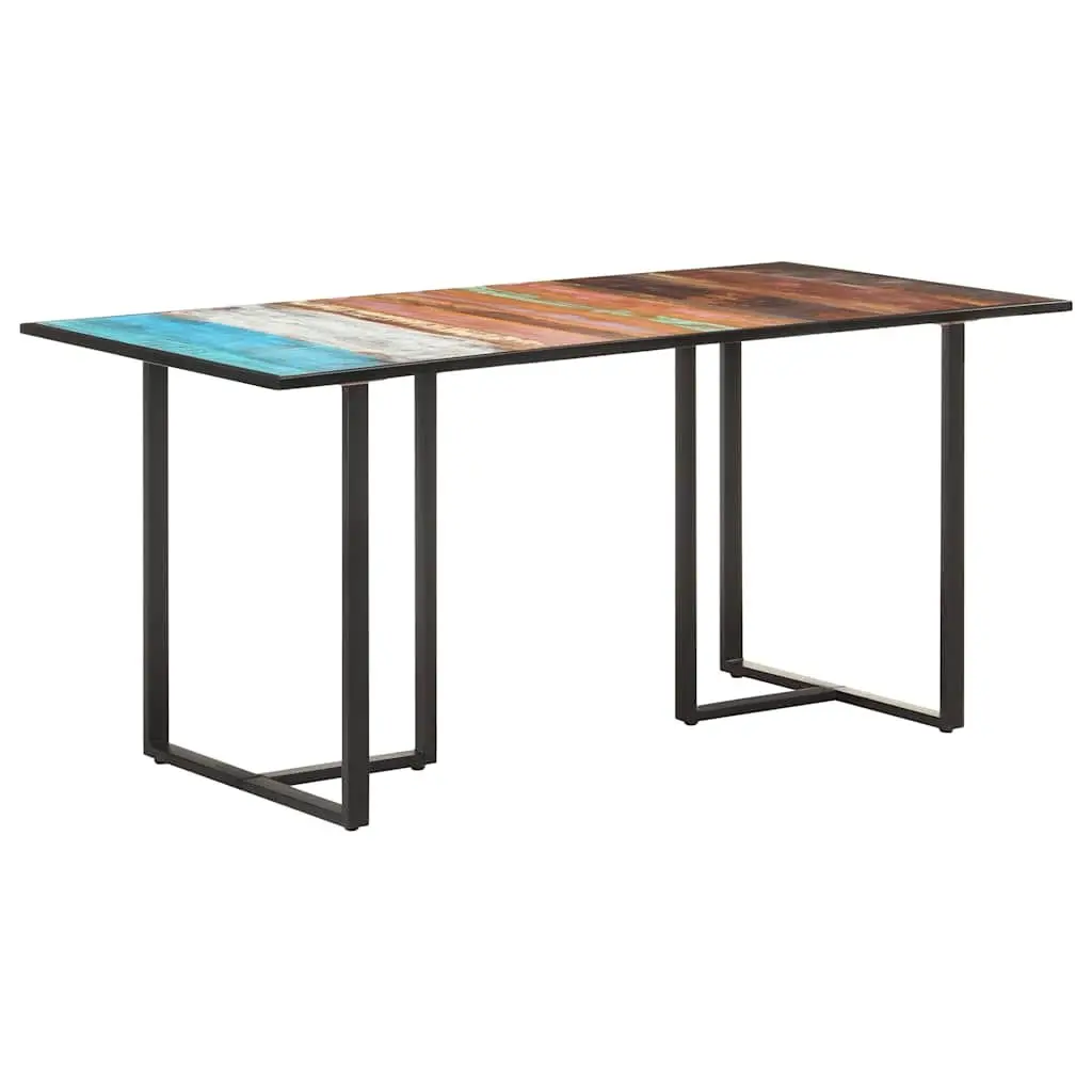 Dining Table 160 cm Solid Reclaimed Wood Industrial Kitchen Brown