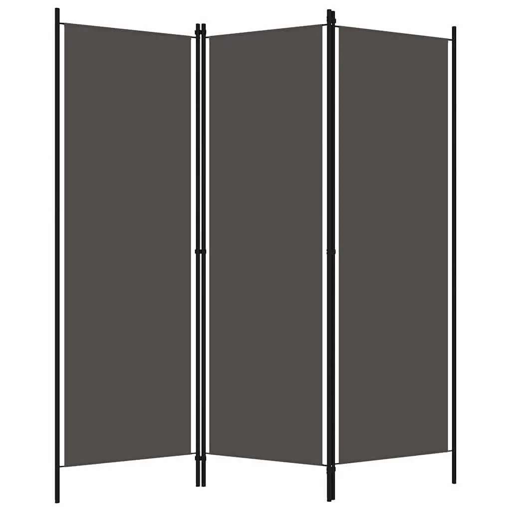 3 Panel Folding Room Divider Anthracite Fabric Privacy Screen Freestanding Partition 150x180cm