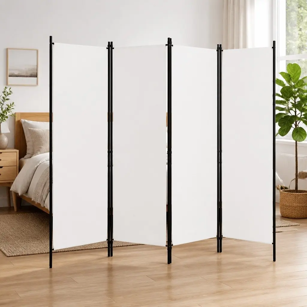 4-Panel Room Divider White Freestanding Folding Partition Privacy Screen