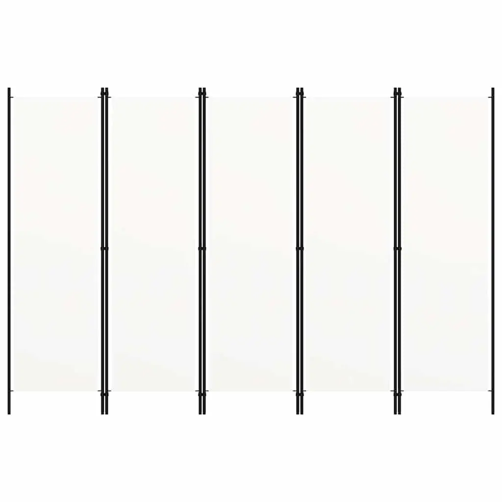 5-Panel Room Divider White Freestanding Folding Privacy Screen