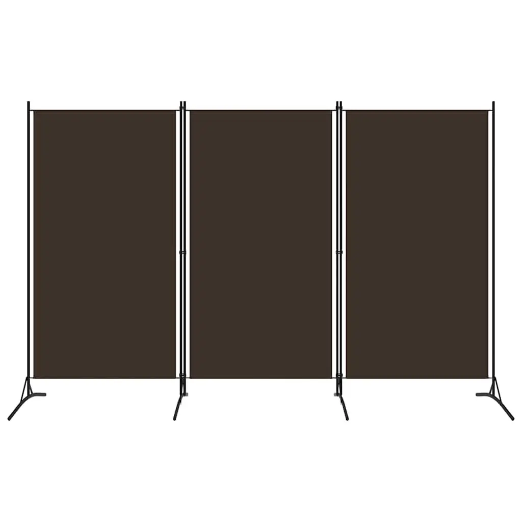 3-Panel Room Divider Brown 260x180 cm Fabric Folding Screen Partition