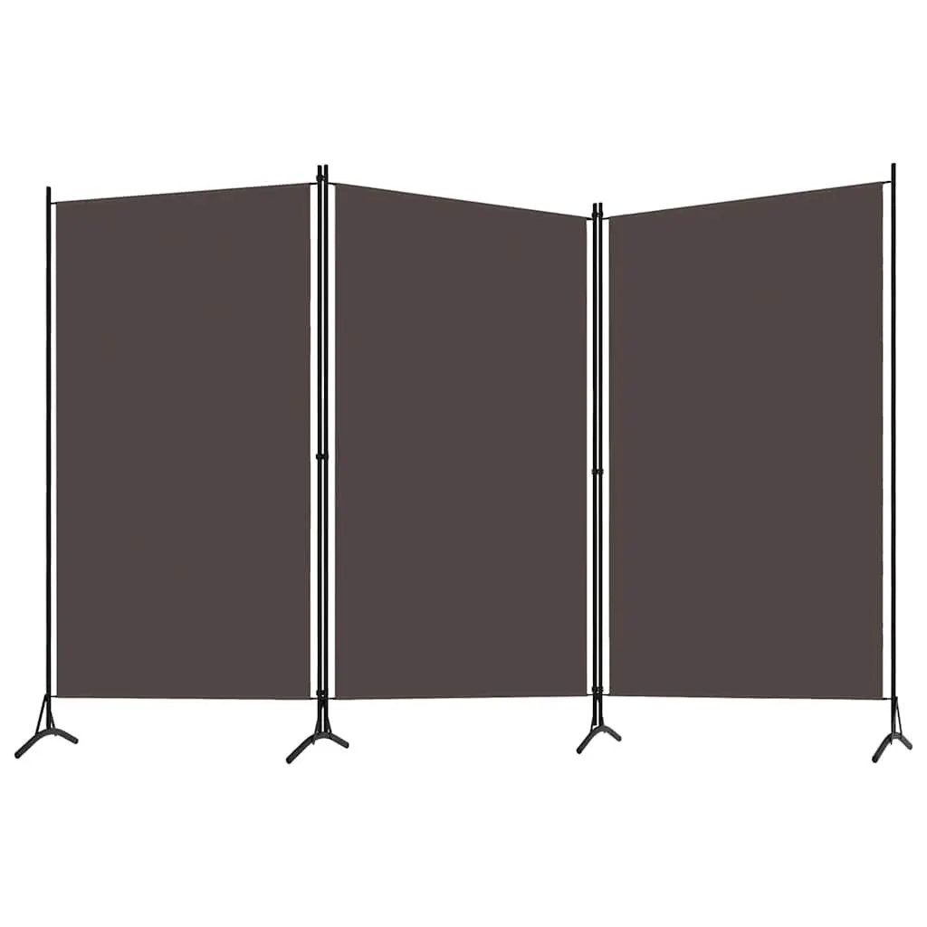 3-Panel Room Divider Brown 260x180 cm Fabric Folding Screen Partition