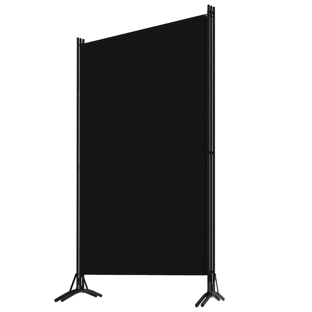 3-Panel Room Divider Black Folding Screen Fabric Partition