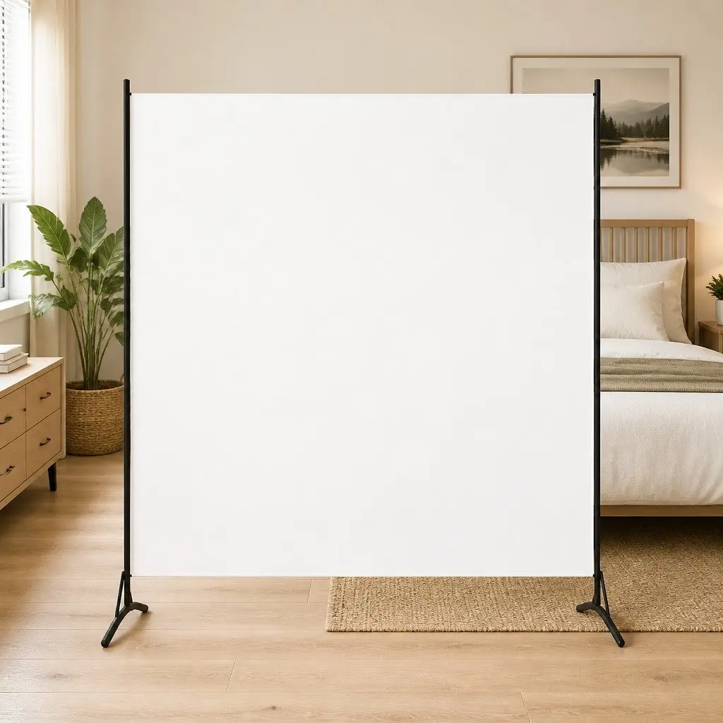 Room Divider Screen White Fabric 175x180 cm Folding Privacy Partition Panel