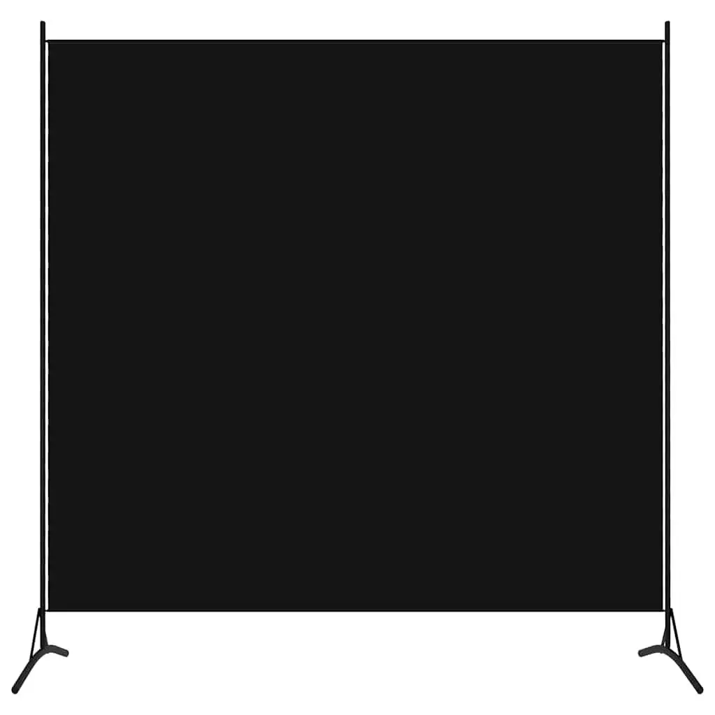Portable Folding Screen Black Fabric Room Divider 175x180cm