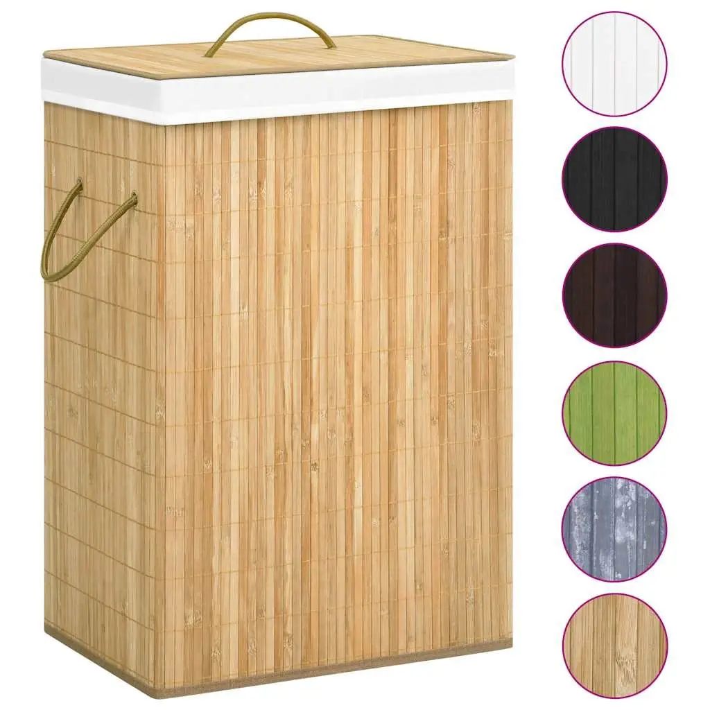 Bamboo Laundry Basket Brown 72L 2 Sections Foldable Hamper Storage Bin