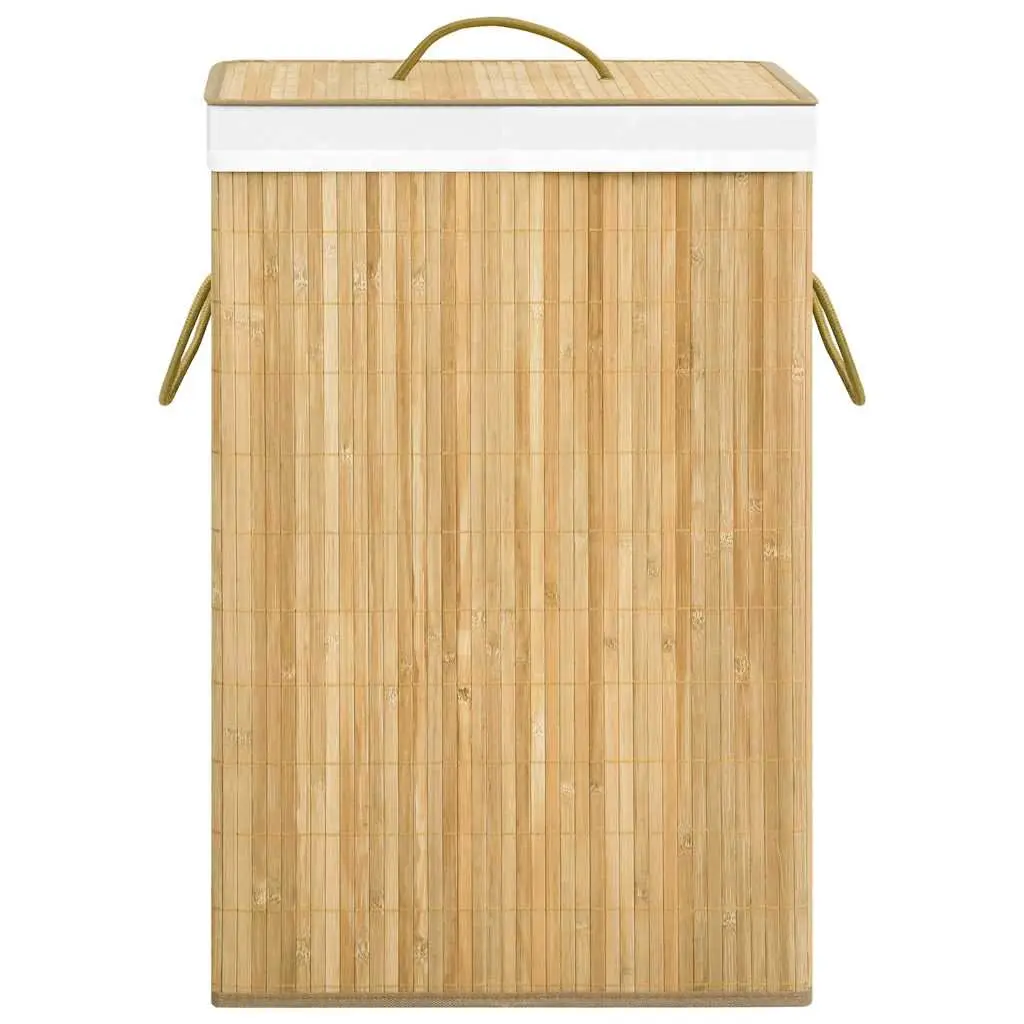 Bamboo Laundry Basket Brown 72L 2 Sections Foldable Hamper Storage Bin