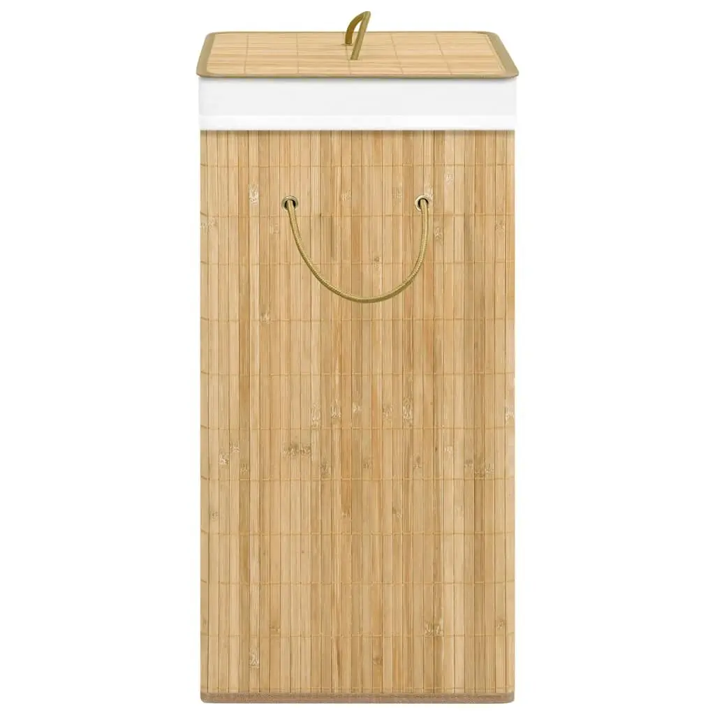 Bamboo Laundry Basket Brown 72L 2 Sections Foldable Hamper Storage Bin
