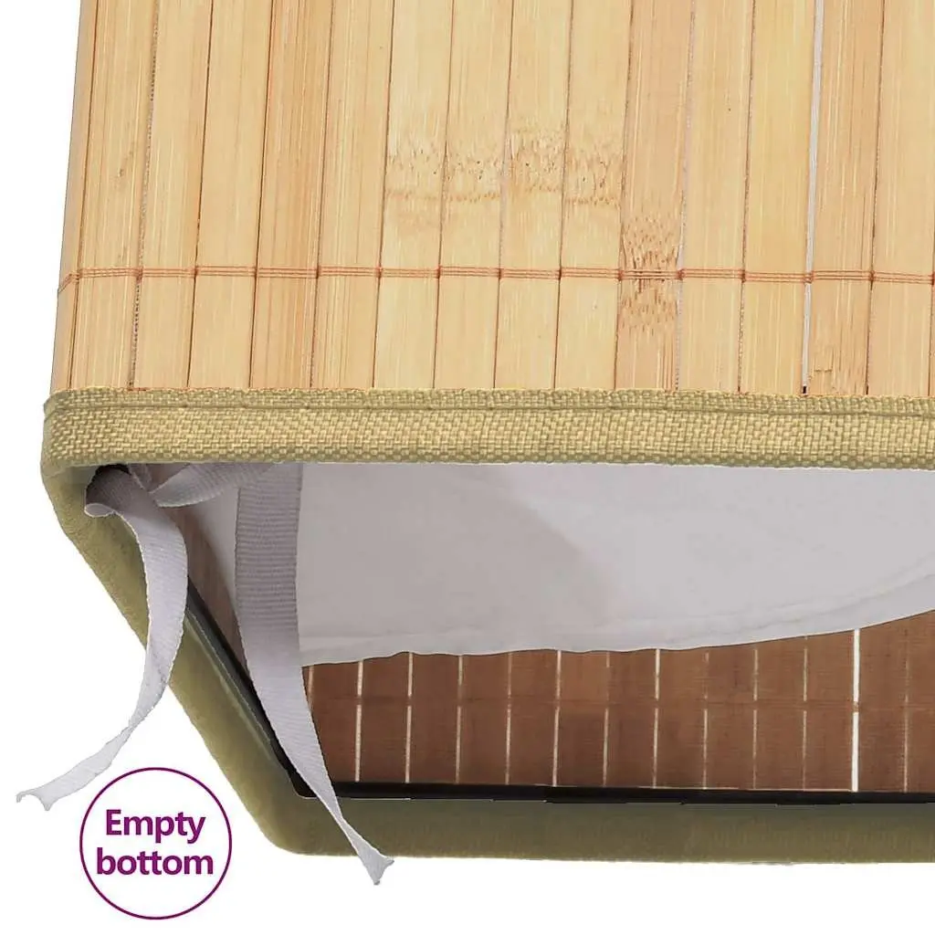 Bamboo Laundry Basket Brown 72L 2 Sections Foldable Hamper Storage Bin