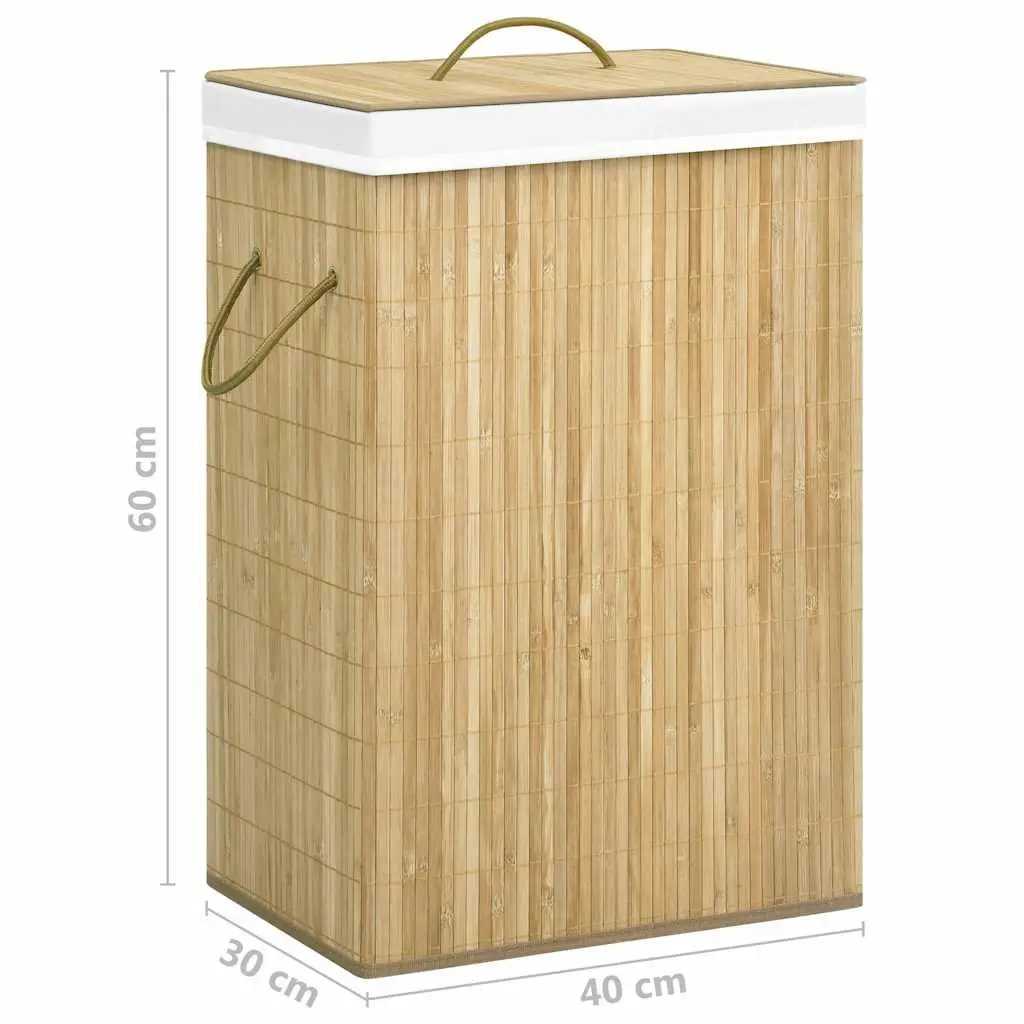 Bamboo Laundry Basket Brown 72L 2 Sections Foldable Hamper Storage Bin