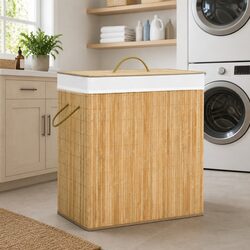 Compact and Stylish 100L Bamboo Laundry Basket