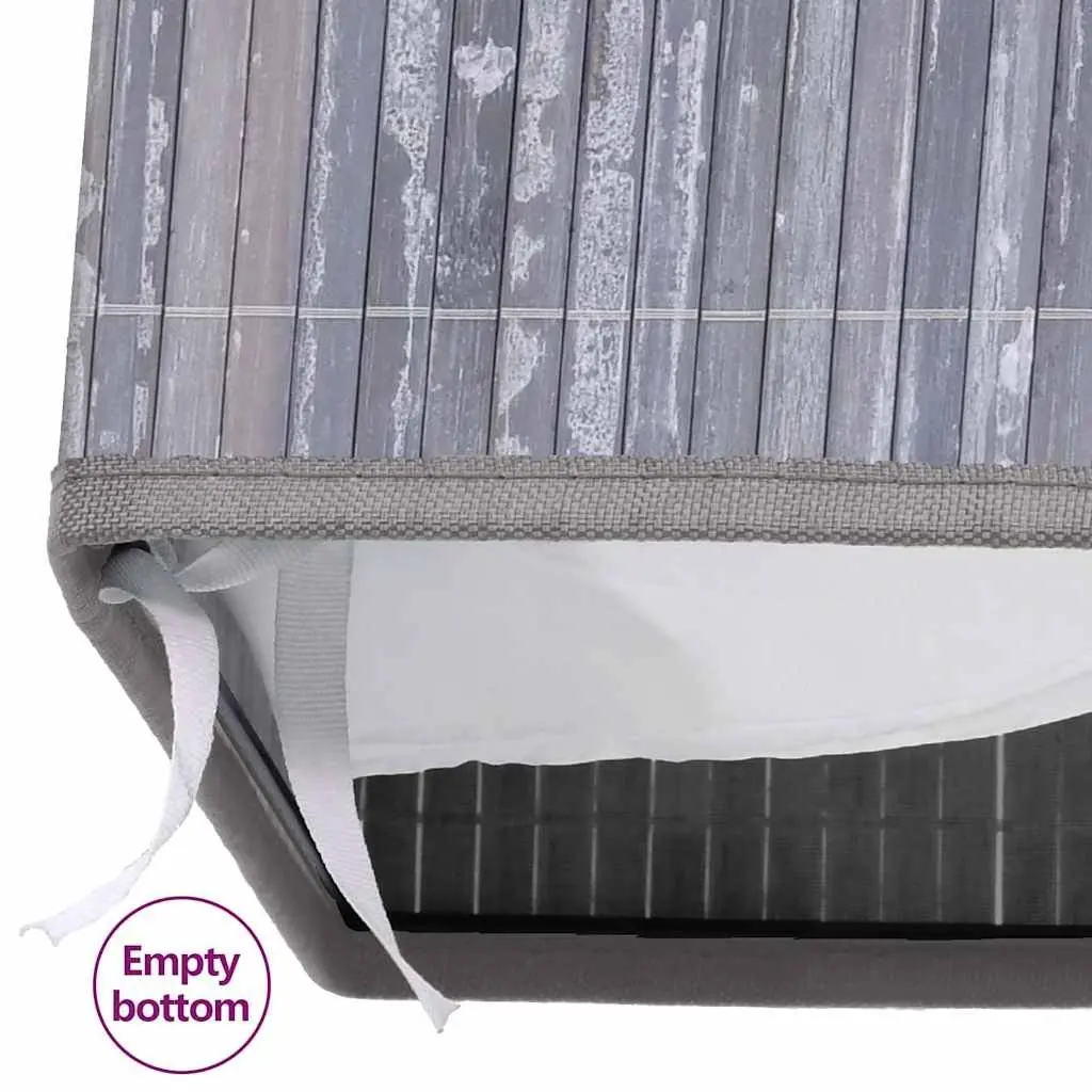 Bamboo Laundry Basket Grey 72L Foldable Two Sections Household Storage