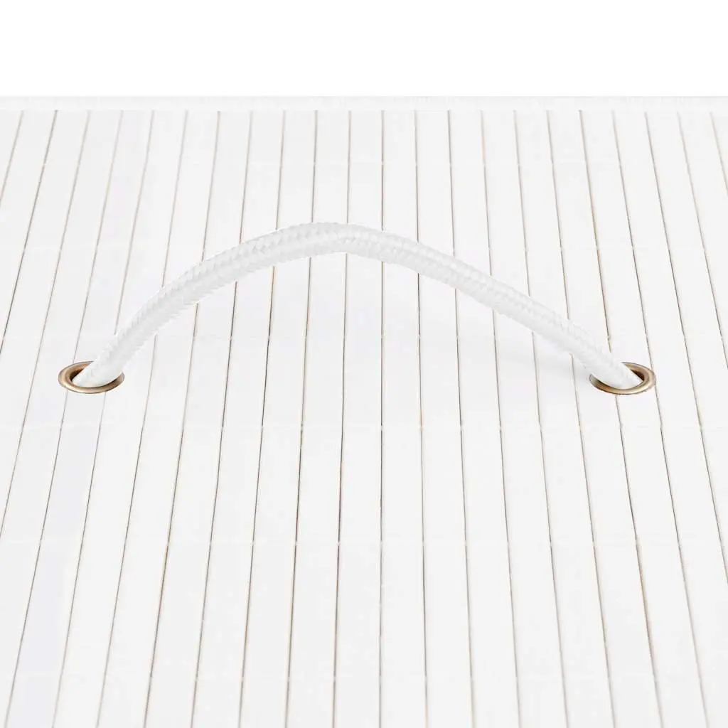 Bamboo Laundry Basket 2 Sections White Household Storage Hamper Removable Liner
