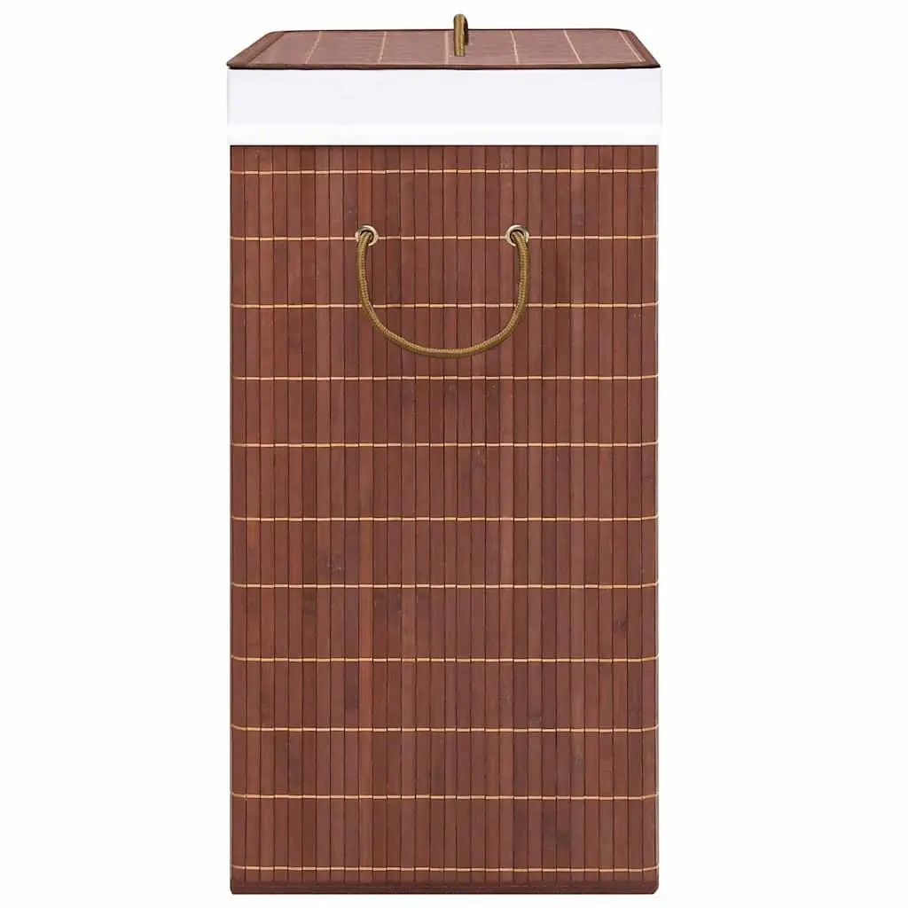 Bamboo Laundry Basket Brown 72L 2 Sections Foldable Hamper with Handles
