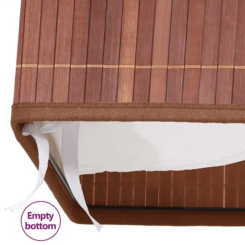 Bamboo Laundry Basket Brown 72L 2 Sections Foldable Hamper with Handles