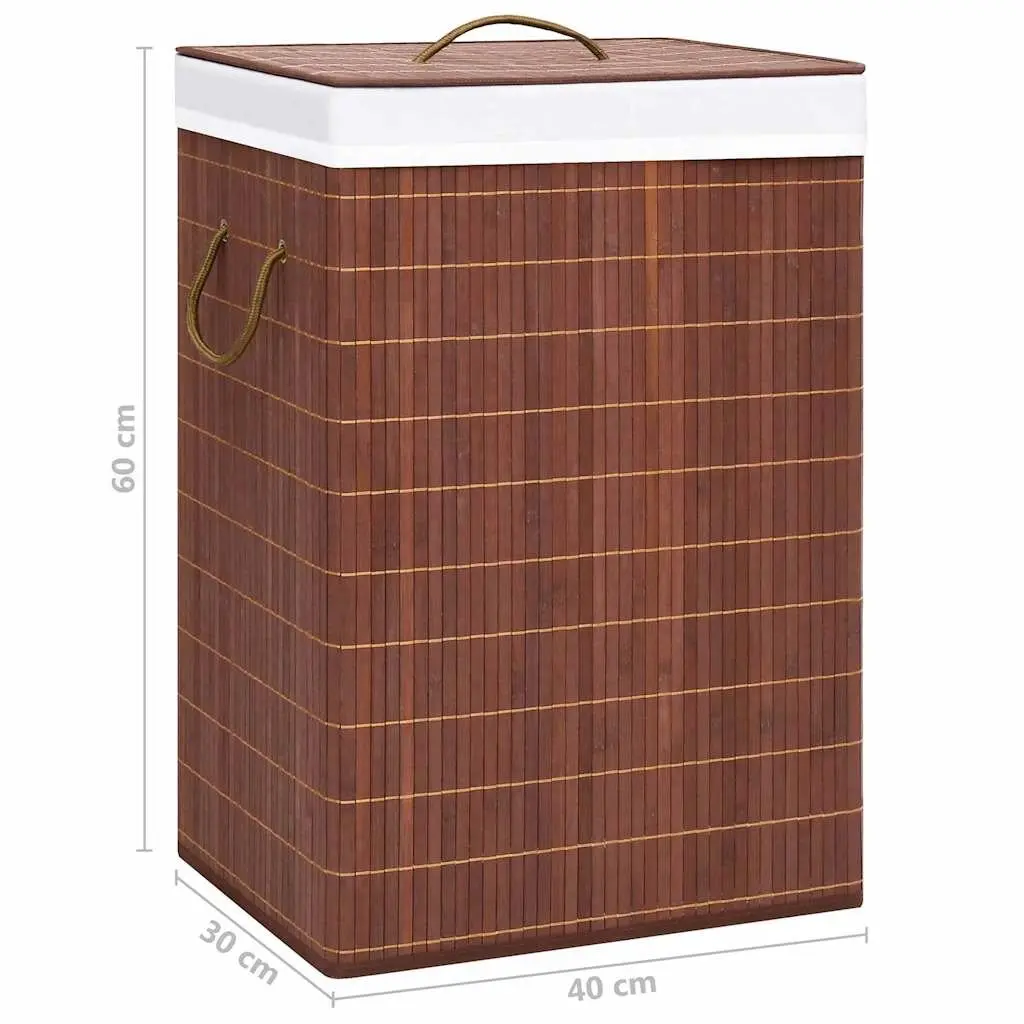 Bamboo Laundry Basket Brown 72L 2 Sections Foldable Hamper with Handles