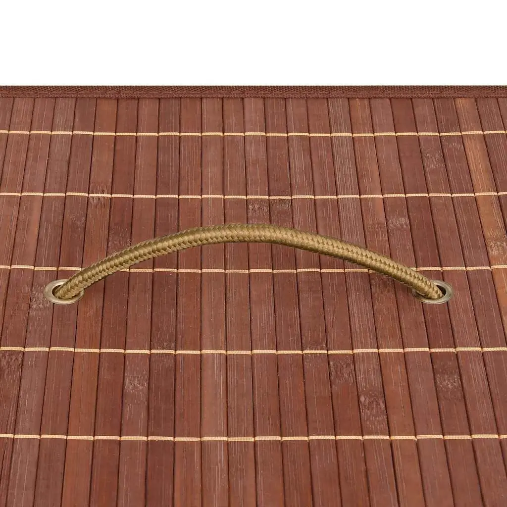 Bamboo Laundry Basket Brown 2 Sections Household Storage Organiser with Handles
