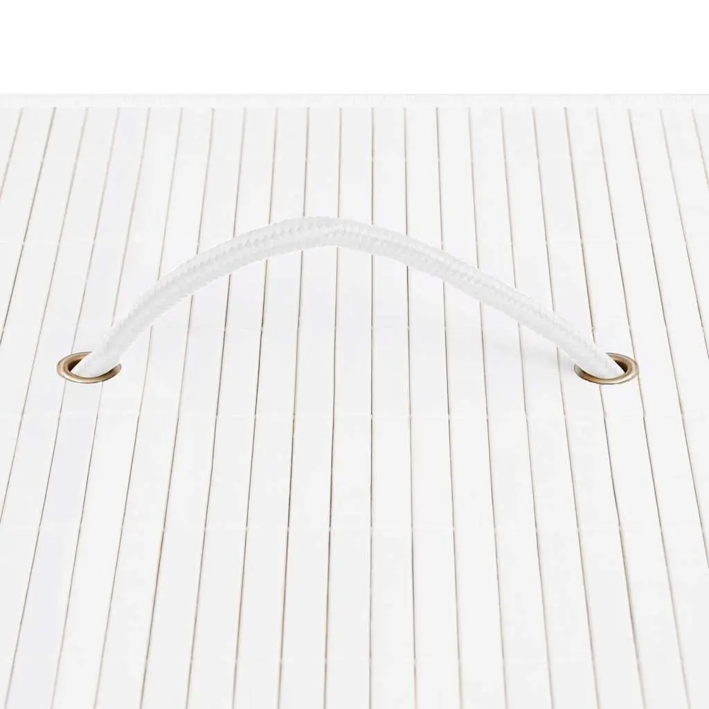 Bamboo Laundry Basket White Single Section Removable Liner with Handles