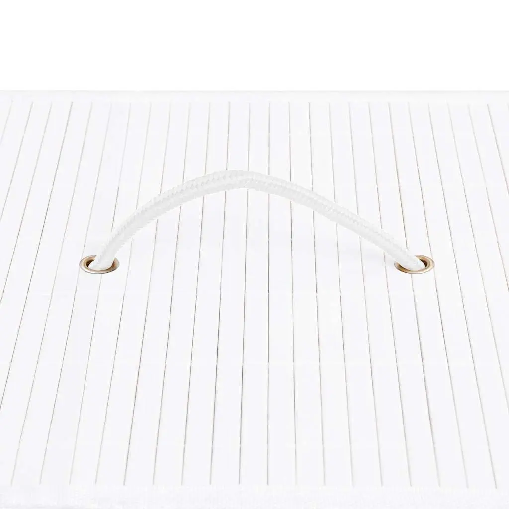Bamboo Laundry Basket White 83L Single Section with Removable Liner and Dual Handles