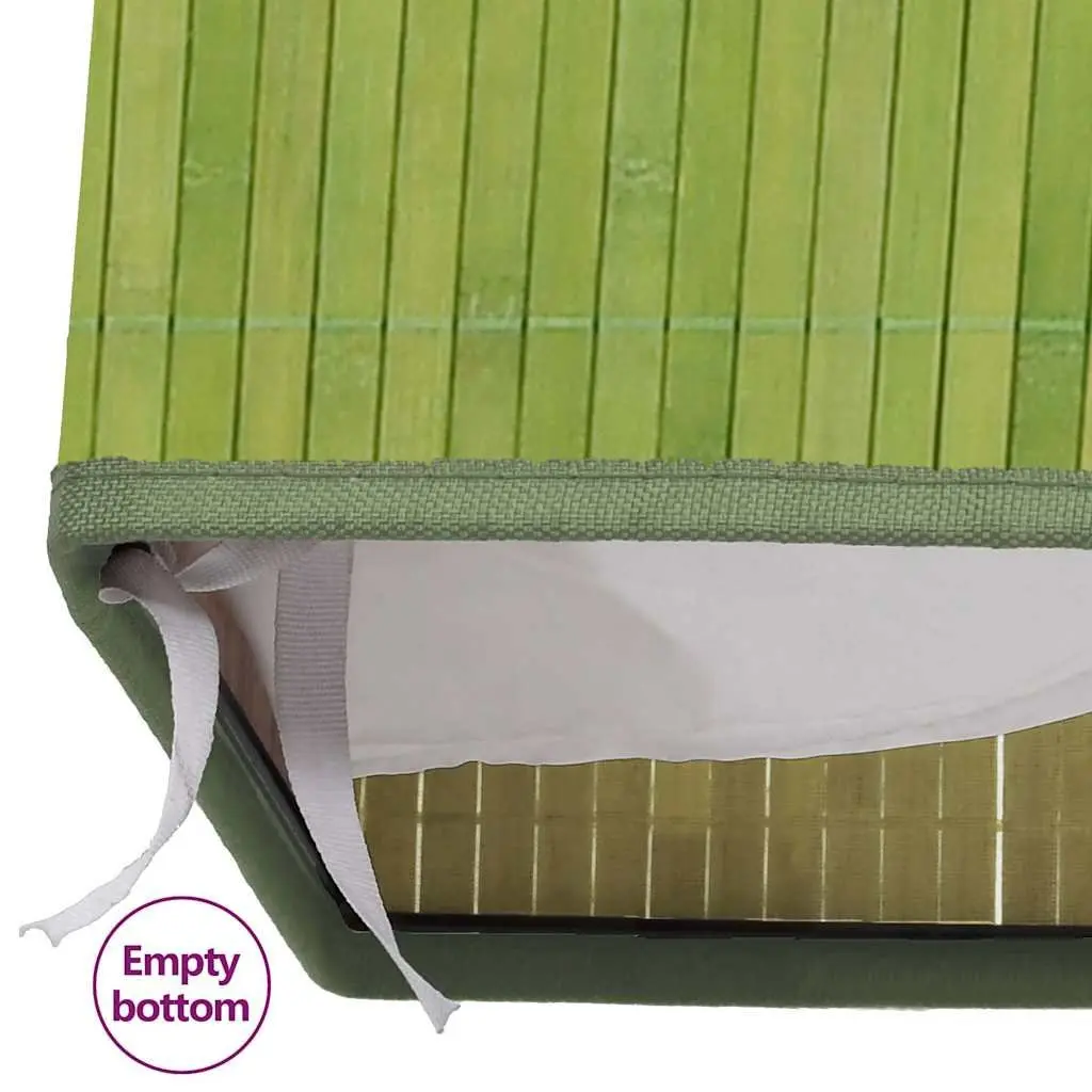 Bamboo Laundry Basket Green Single Section Removable Liner Freestanding Hamper