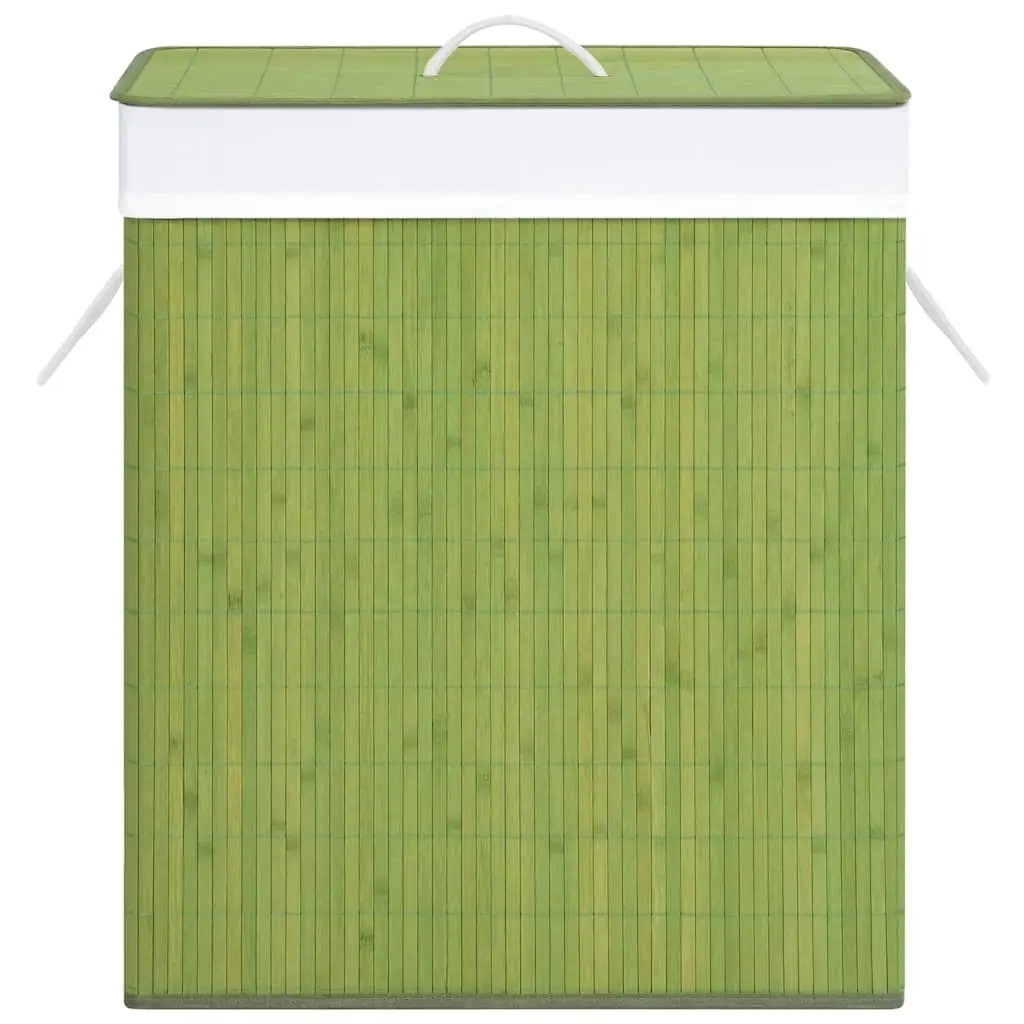 Bamboo Laundry Basket Single Section Green Storage Hamper Household Organiser