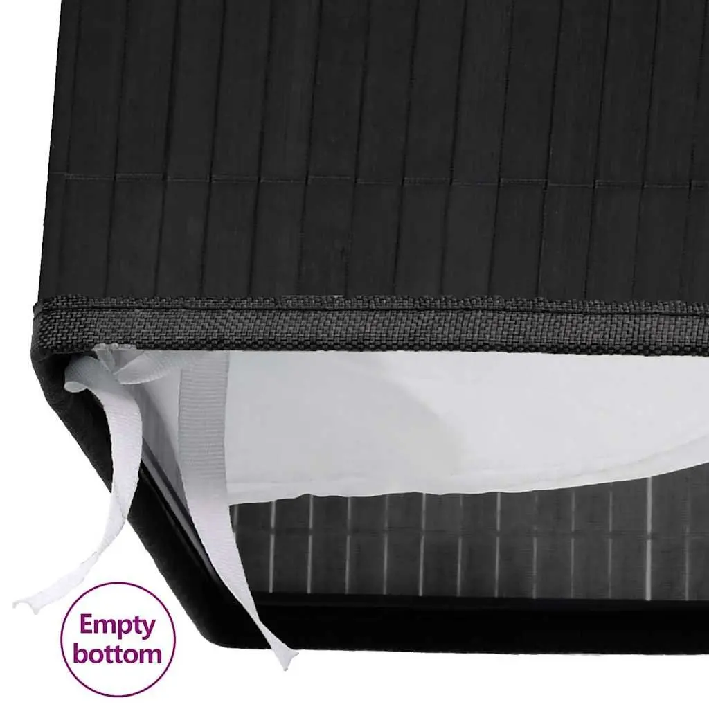 Bamboo Black Laundry Basket Single Section Removable Fabric Liner with Handles for Household Storage