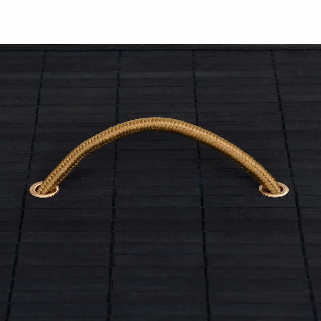 Bamboo Laundry Basket Single Section Black 83L Household Storage Hamper with