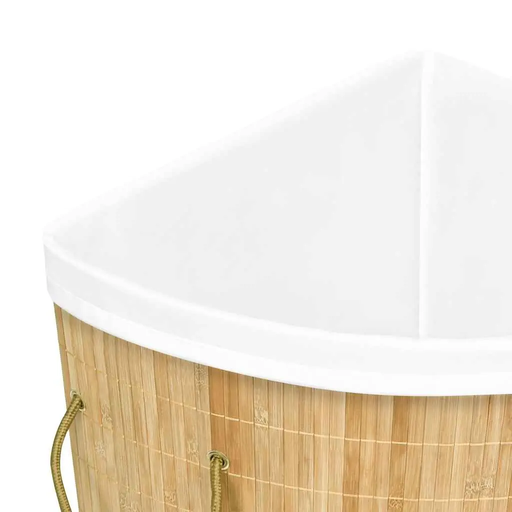 Bamboo Corner Laundry Basket Brown 60L Removable Liner