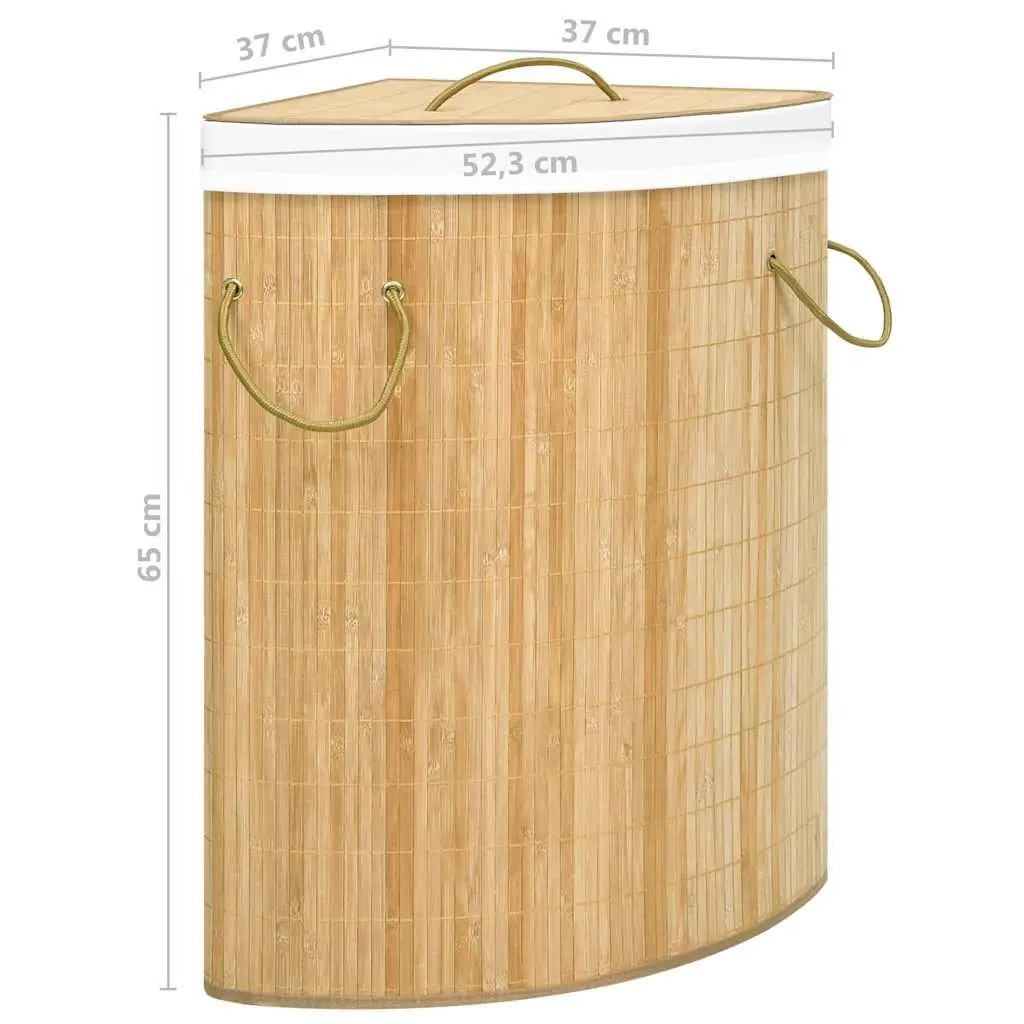 Bamboo Corner Laundry Basket Brown 60L Removable Liner