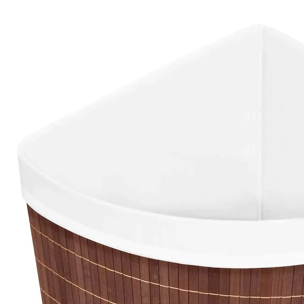 Bamboo Corner Laundry Basket Brown 60L Household Hamper with Removable Liner
