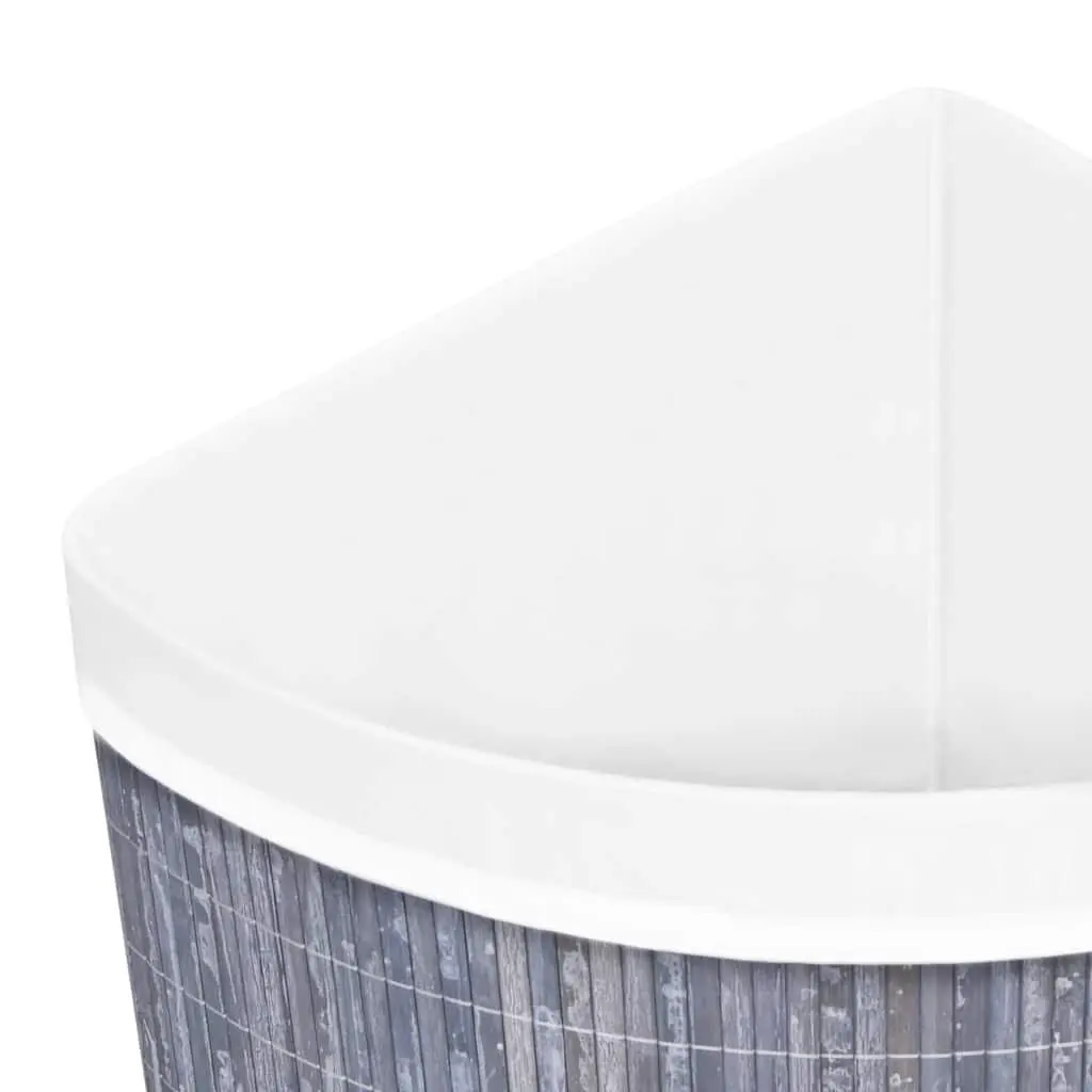 Bamboo Corner Laundry Basket Grey 60L Household Storage Hamper Removable Liner