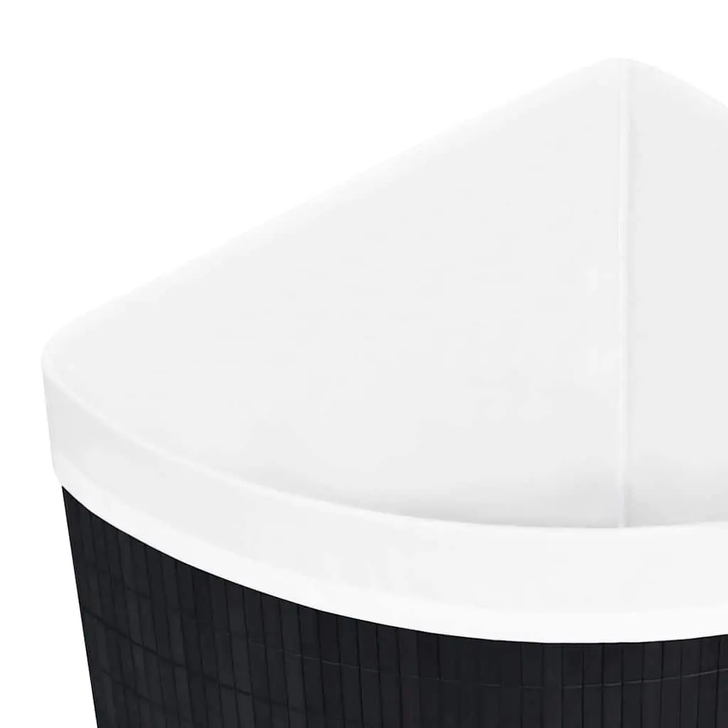 Bamboo Corner Laundry Basket Black 60L Bedroom Bathroom Household Storage Hamper