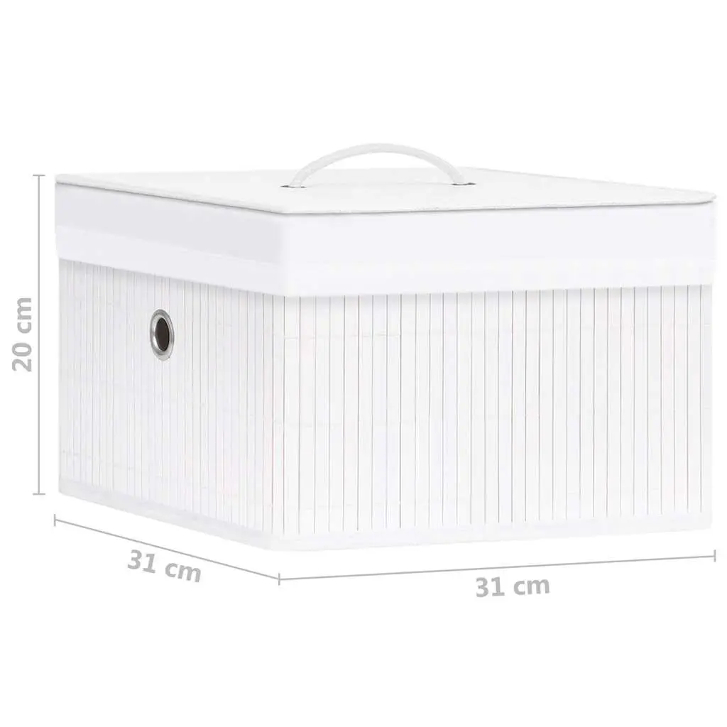 Bamboo Storage Boxes White Foldable Set of 4 Household Organization
