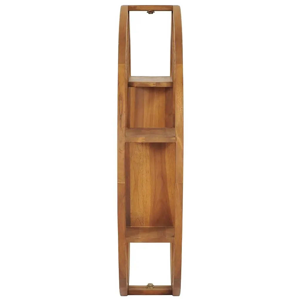 Yin Yang Wall Shelf Brown Solid Wood Teak Storage Display Organizer 100cm