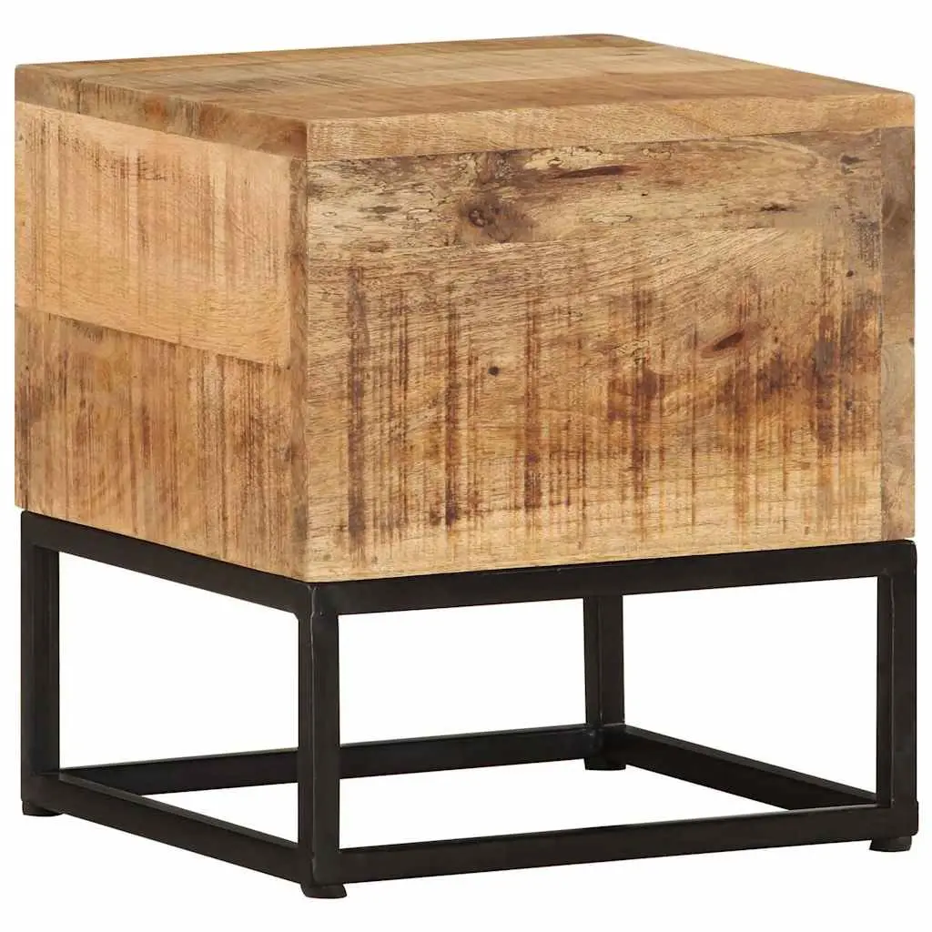 End Table Brown 30x30x33 cm Solid Mango Wood Side Table with Powder-Coated Iron Legs for Living Room
