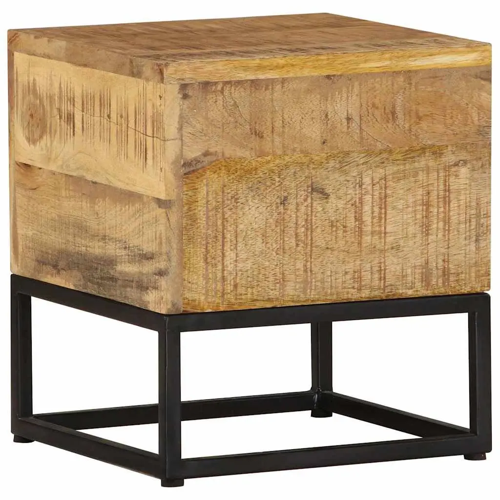 End Table Brown 30x30x33 cm Solid Mango Wood Side Table with Powder-Coated Iron Legs for Living Room