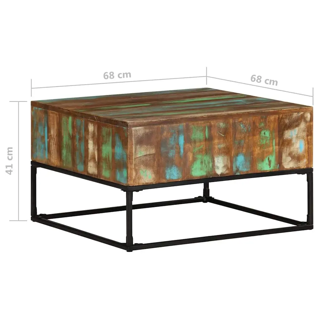 Coffee Table Brown 68x68x41 cm Handmade Solid Reclaimed Wood with Iron Legs