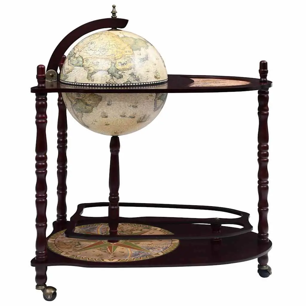 Globe Bar Cabinet Green Freestanding with Wheels Extended Table and Bottom Base