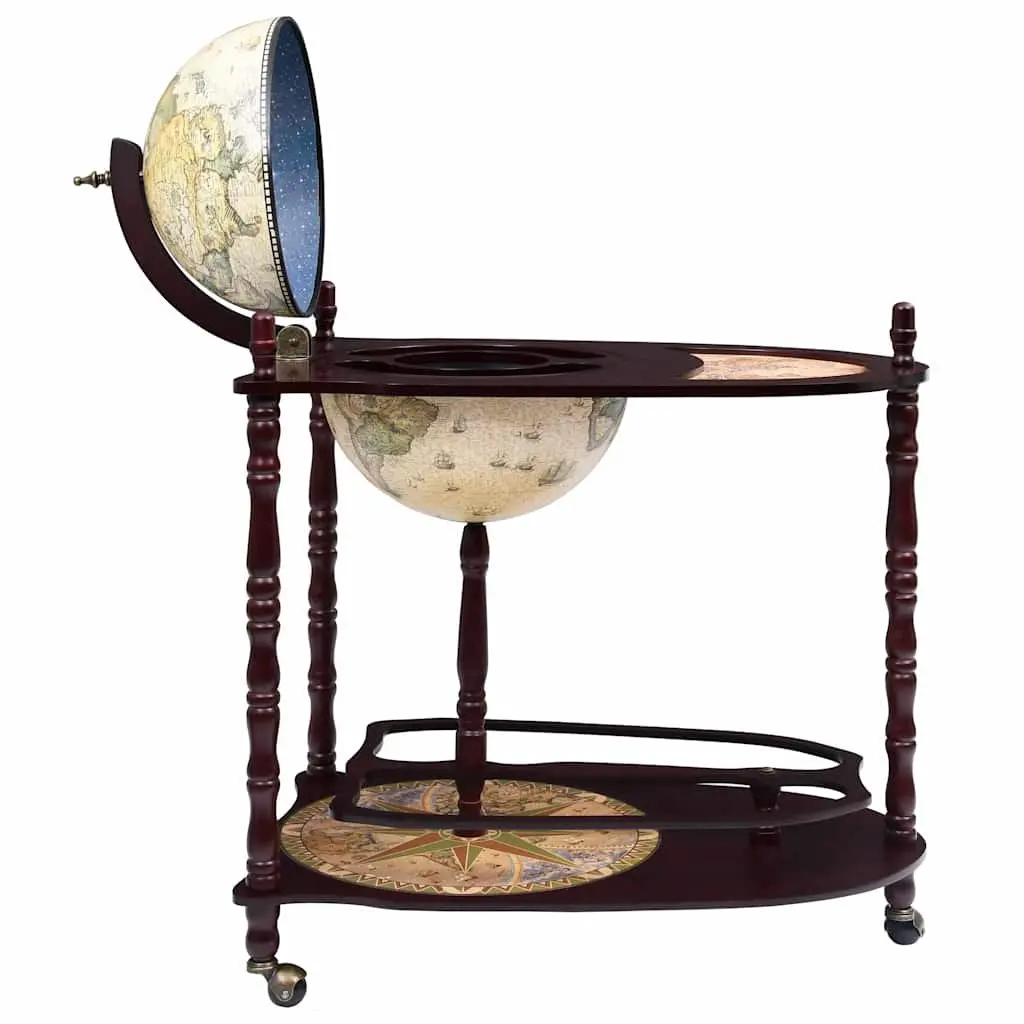 Globe Bar Cabinet Green Freestanding with Wheels Extended Table and Bottom Base