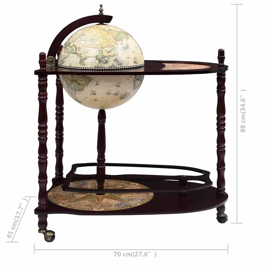 Globe Bar Cabinet Green Freestanding with Wheels Extended Table and Bottom Base