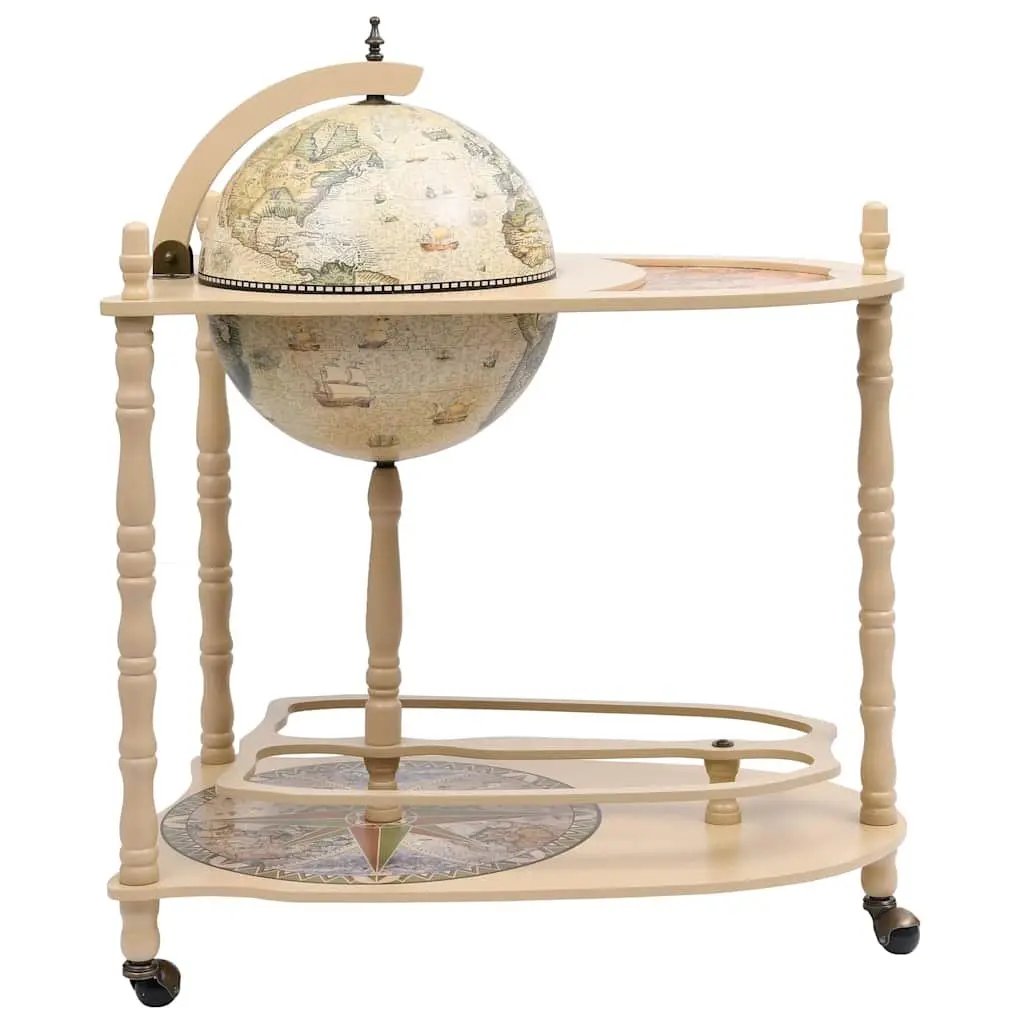 Freestanding Globe Bar Wine Cabinet Green with Table Base Wheels