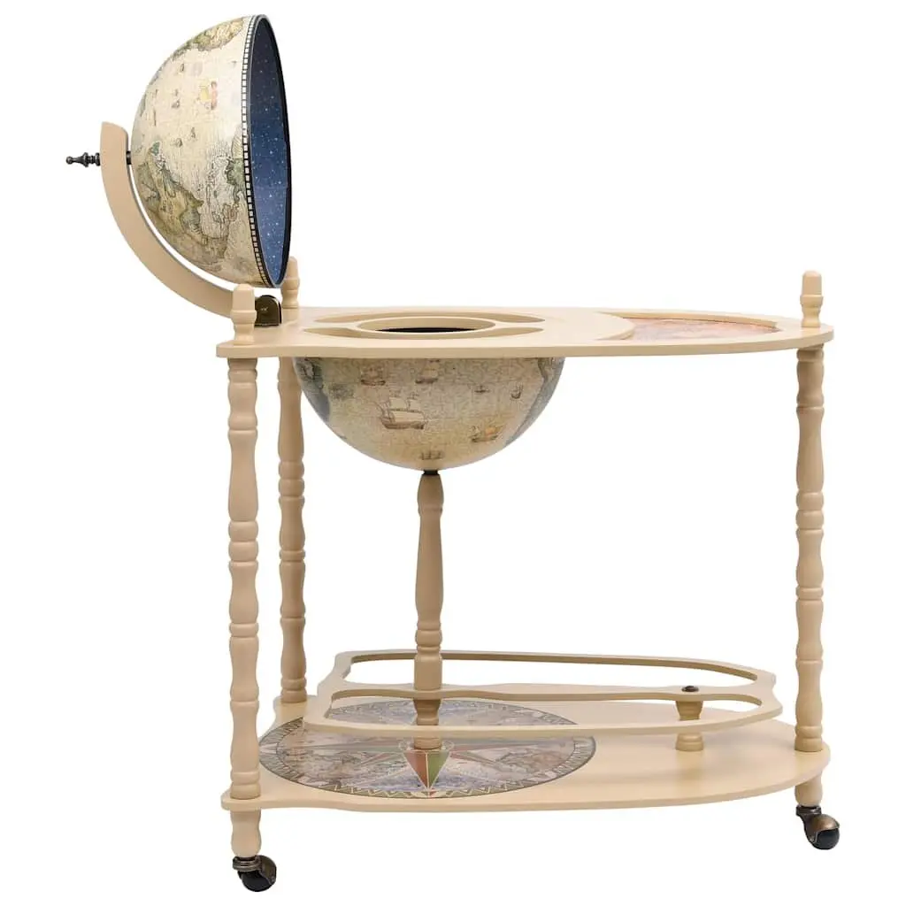 Freestanding Globe Bar Wine Cabinet Green with Table Base Wheels