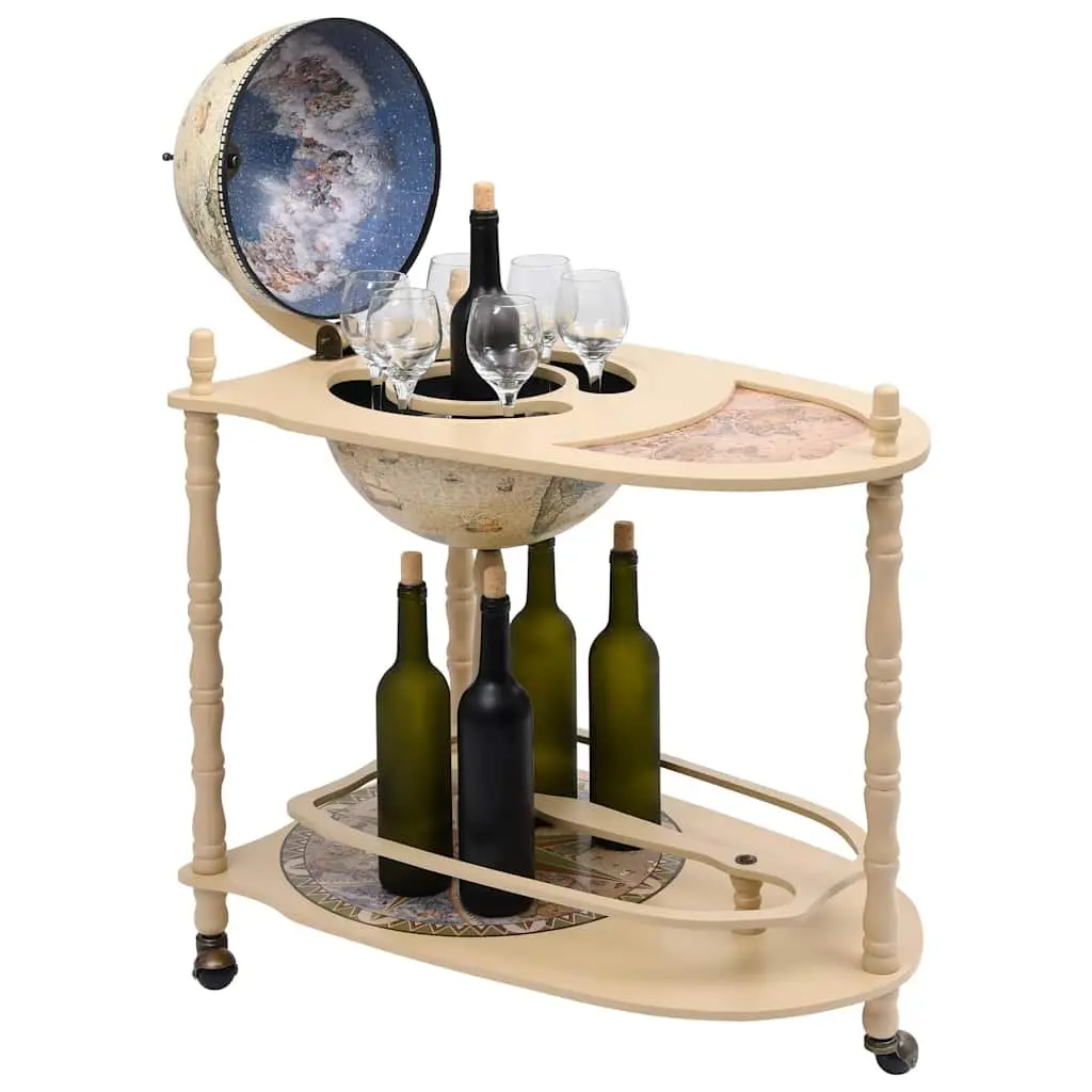 Freestanding Globe Bar Wine Cabinet Green with Table Base Wheels