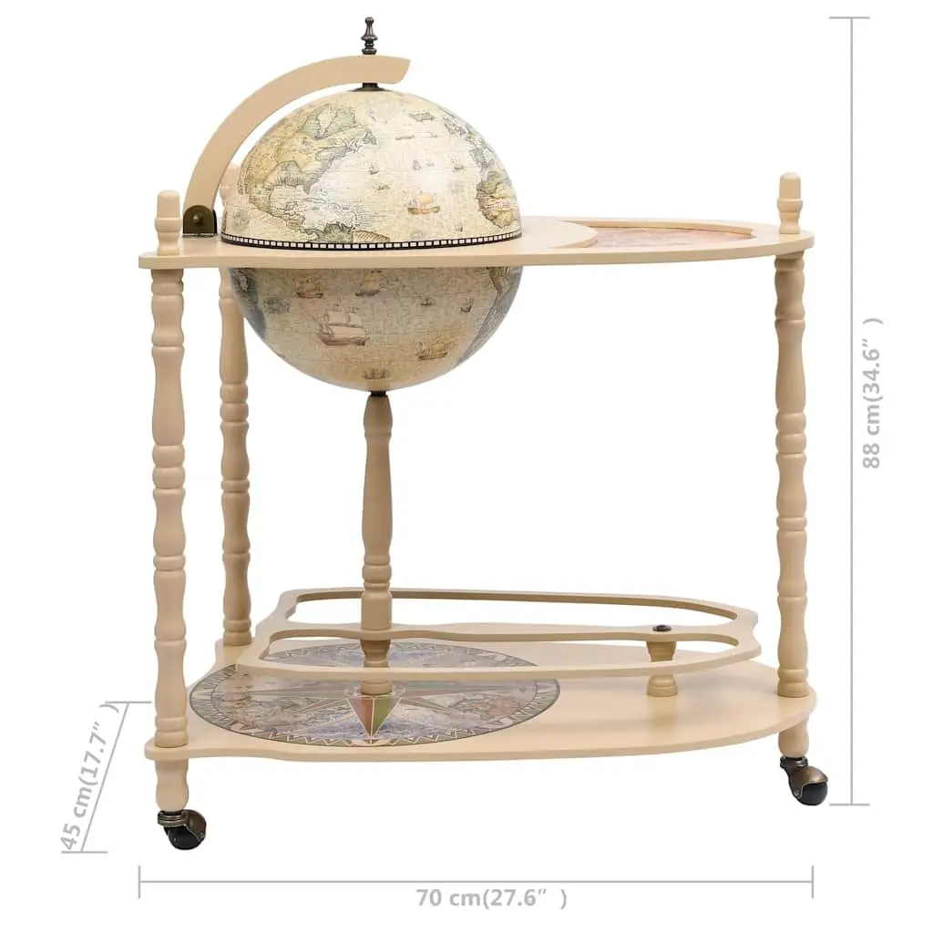 Freestanding Globe Bar Wine Cabinet Green with Table Base Wheels