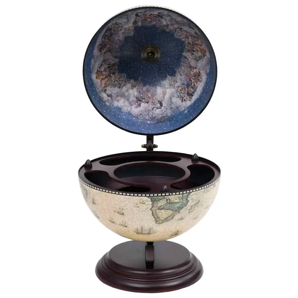Tabletop Globe Bar Wine Stand Rotating Storage Cabinet Green Decor Display