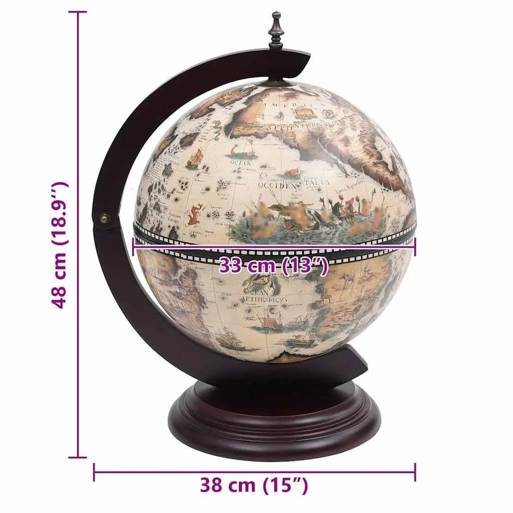 Tabletop Globe Bar Wine Stand Rotating Storage Display Cabinet White